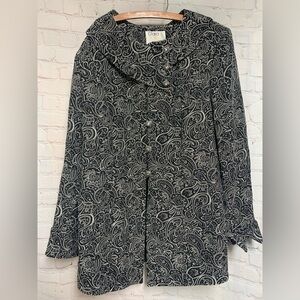 Vintage Clara Clara by Vinette Elegant Black and White Paisley Coat Size 12